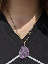 Load image into Gallery viewer, Amethyst Silver Lemon Quartz Jeweled Necklace*