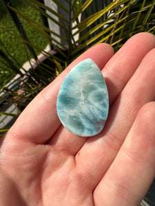 Larimar Warped Teardrop Cabochon