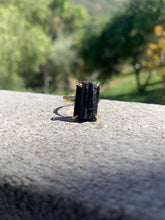 Load image into Gallery viewer, Black Tourmaline Gold Adjustable Ring From Size 8