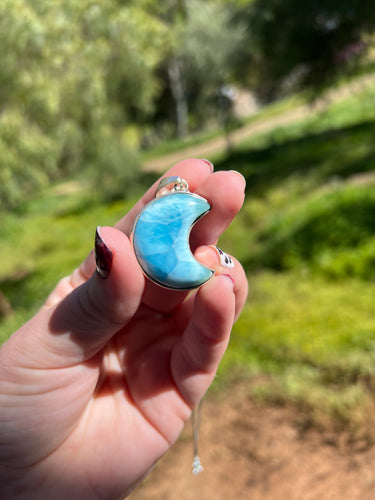 Larimar Moon Pendant