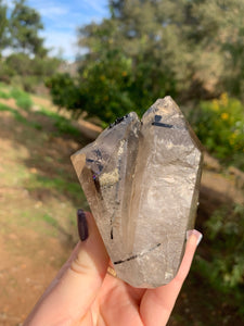 Light Smokey Quartz Tower with Black Tourmaline*