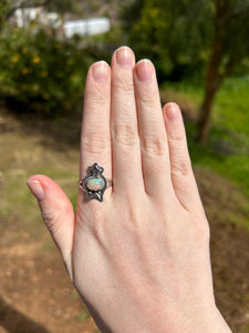 Ethiopian Opal Moon And Star Ring Size 8.5