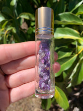 Load image into Gallery viewer, Amethyst Chip Essential Oil Roll On Bottle*