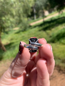 Black Tourmaline Sterling Silver Adjustable Ring Size 7