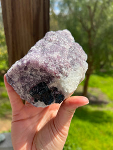 Lepidolite Quartz Green Tourmaline Cluster