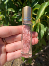 Load image into Gallery viewer, Rose Quartz Chip Essential Oil Roll On Bottle*