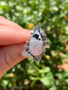 Rainbow Moonstone Sterling Silver Ring Size 8*!