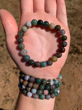 Load image into Gallery viewer, 1 Mixed Moss Agate Bracelet with 9mm Beads