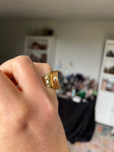 Load image into Gallery viewer, Rutilated Quartz Overlaying Lapis Adjustable Ring Size 8