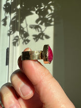 Load image into Gallery viewer, Ruby Dyed 24kt Gold Overlay Ring Size 7 adjustable