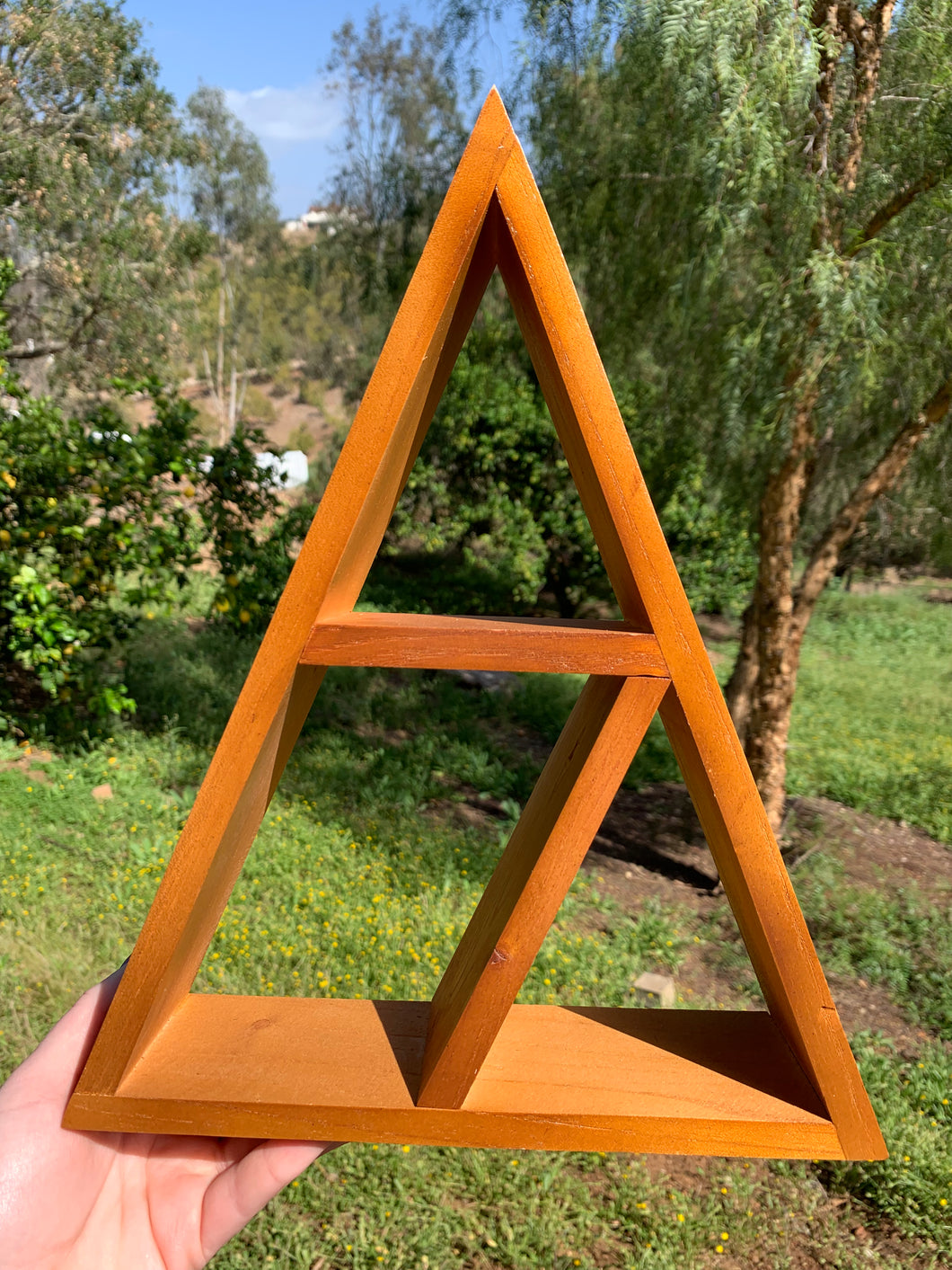 1 Standing/ Hanging Wooden Triangle Shelf Intuitively Selected