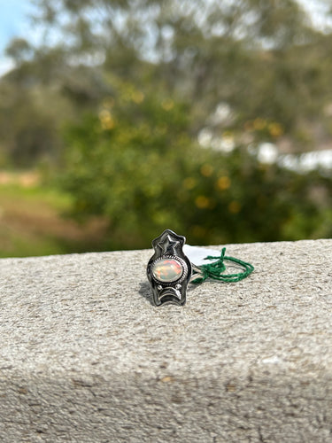 Ethiopian Opal Moon And Star Ring Size 5