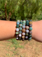 Load image into Gallery viewer, 1 Mixed Moss Agate Bracelet with 9mm Beads