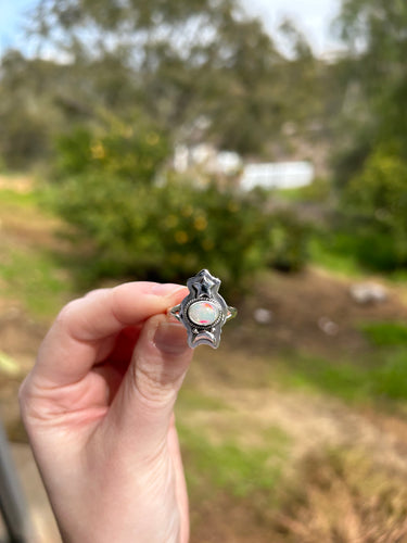 Ethiopian Opal Moon And Star Ring Size 9