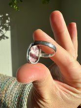 Load image into Gallery viewer, Pink Tourmaline and Quartz Sterling Ring Size 6