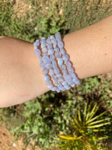 1 Blue Lace Agate Pebble Bracelet 5mm