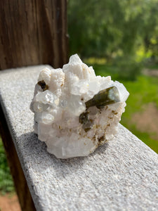 Green Tourmaline In Quartz Standing