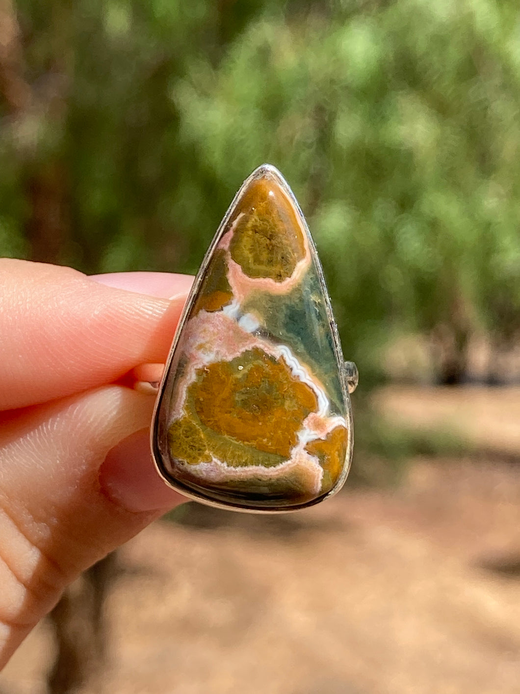 Ocean Jasper Triangle Ring Size 6.5*!