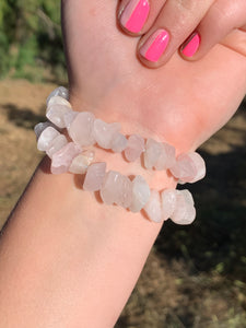 1 Rose Quartz Chipped Bracelet Intuitively Selected