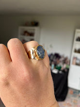 Load image into Gallery viewer, Rutilated Quartz Overlaying Lapis Adjustable Ring Size 8