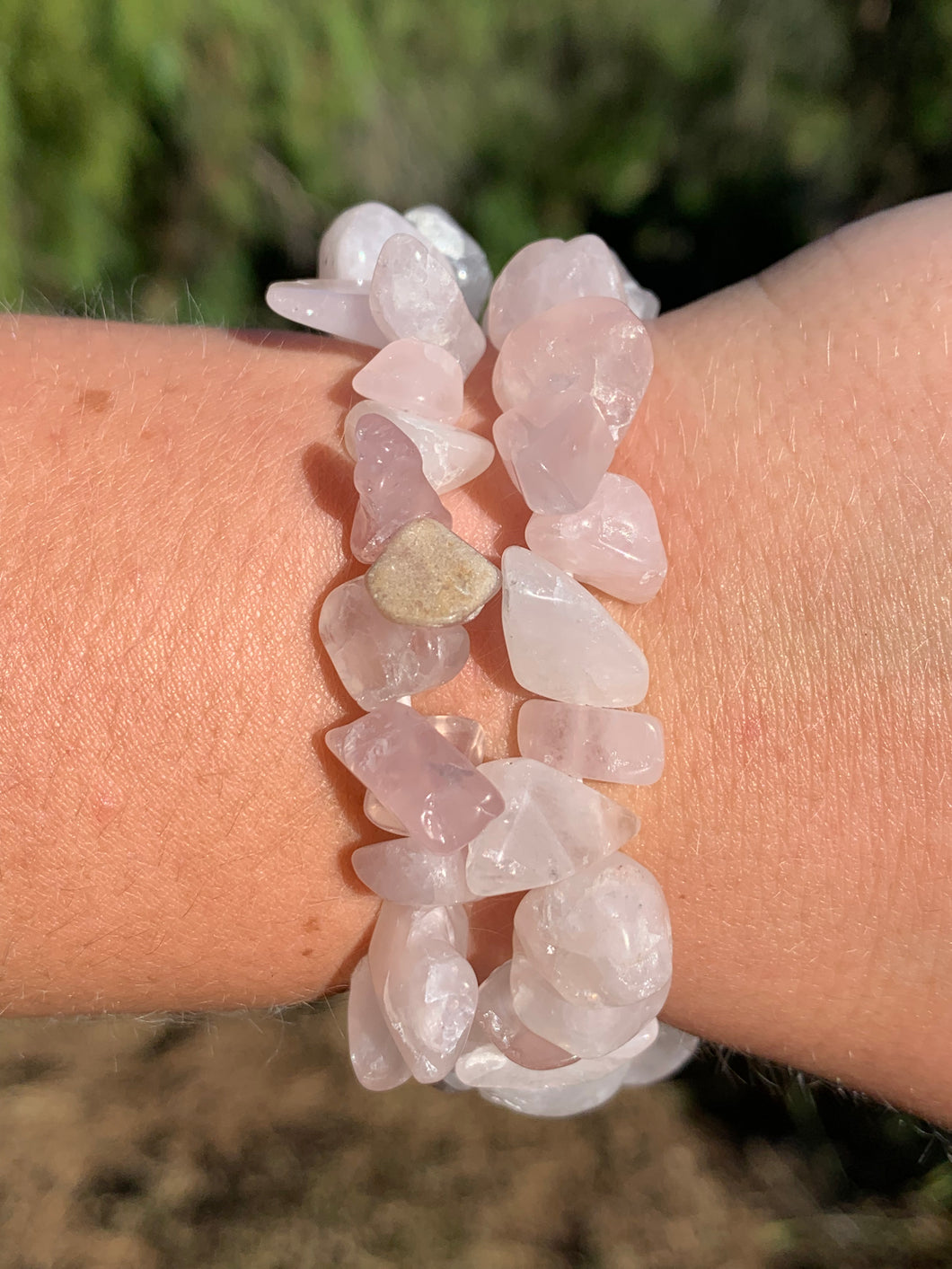 1 Rose Quartz Chipped Bracelet Intuitively Selected