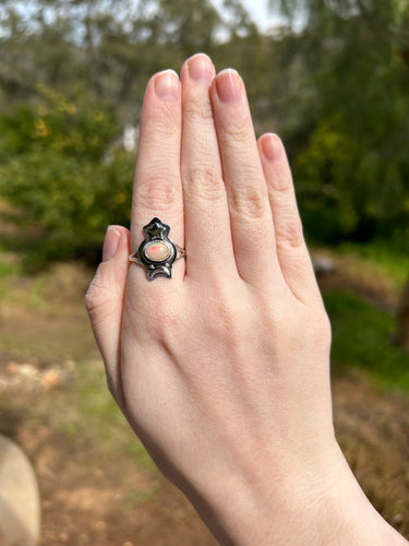 Ethiopian Opal Moon And Star Ring Size 8