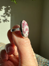 Load image into Gallery viewer, Pink Tourmaline and Quartz Sterling Ring Size 6