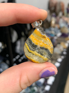 Bumblebee Jasper Pendant Silver Sterling*