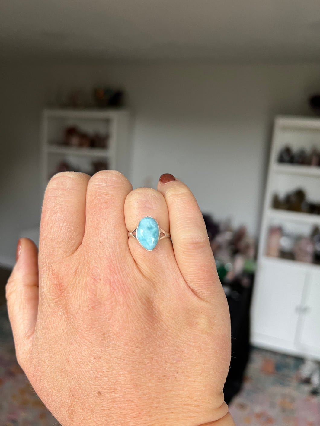 Larimar Sterling Silver Ring Size 6.5