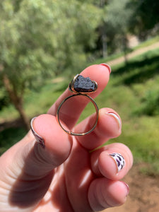 Black Tourmaline Gold Adjustable Ring From Size 8