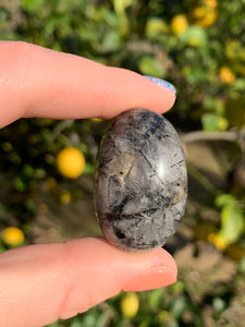 1 Black Tourmaline In Quartz Tumble Intuitively Selected*