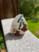 Load image into Gallery viewer, Green Tourmaline Lepidolite Standing Quartz