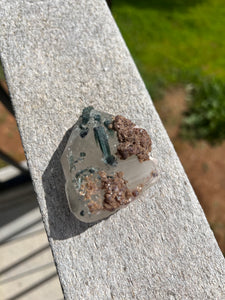 Green Tourmaline Lepidolite Standing Quartz