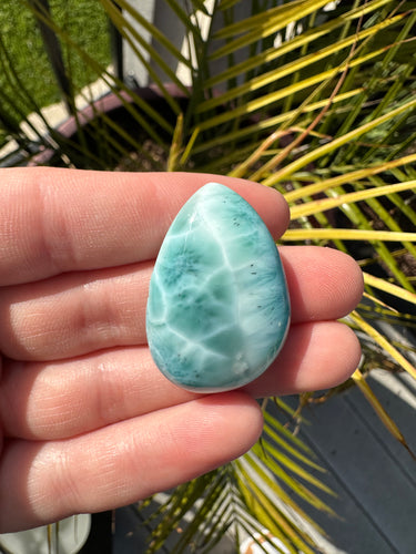 Larimar Warped Teardrop Cabochon