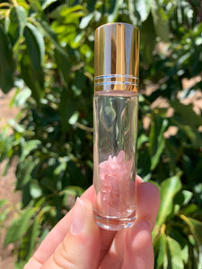 Rose Quartz Chip Essential Oil Roll On Bottle*