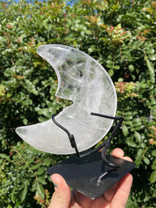 Quartz Carving Moon Face with Stand*