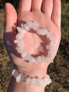 1 Rose Quartz Chipped Bracelet Intuitively Selected