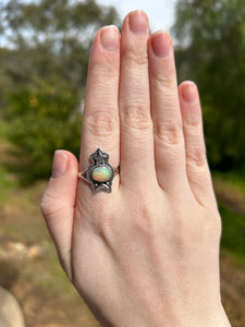 Ethiopian Opal Moon And Star Ring Size 8