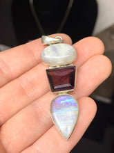 Load image into Gallery viewer, Rainbow Moonstone and Amethyst and Pendant*