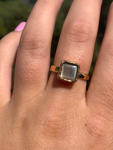 Mystic Moonstone Square Ring 8.5*!