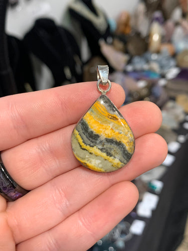 Bumblebee Jasper Pendant Silver Sterling*