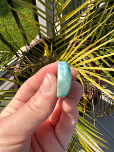 Larimar Warped Teardrop Cabochon