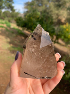 Light Smokey Quartz Tower with Black Tourmaline*