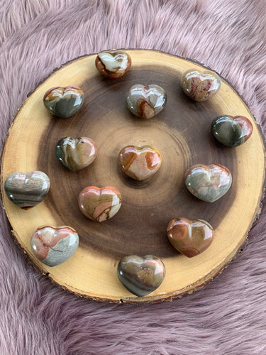 1 Large Polychrome Jasper Heart