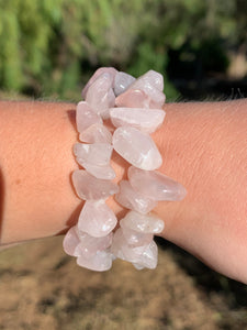 1 Rose Quartz Chipped Bracelet Intuitively Selected