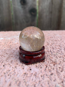 Golden Rutile In Quartz Sphere with stand*