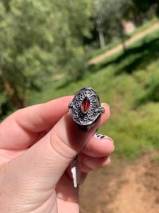 Garnet Sterling Silver Ring Size 8