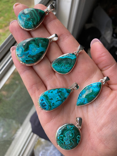 Chrysocolla Sterling Pendants